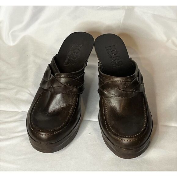 KORS‎ Michael Kors Brown Leather Clog with Braid Size 6M - Picture 1 of 6